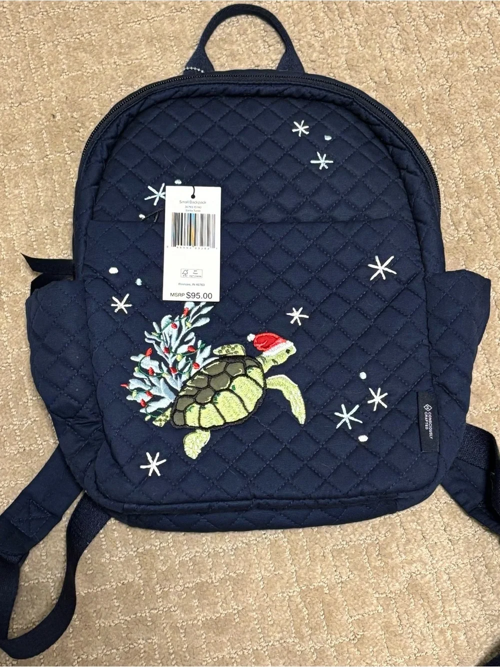 NWT Vera Bradley Christmas Holiday Quilted Sea Turtle Mini Backpack